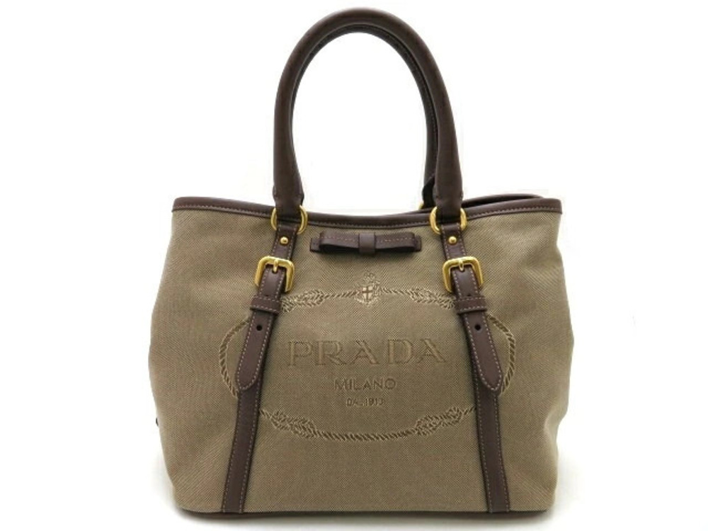 Prada Jacquard Ribbon Handbag Canvas